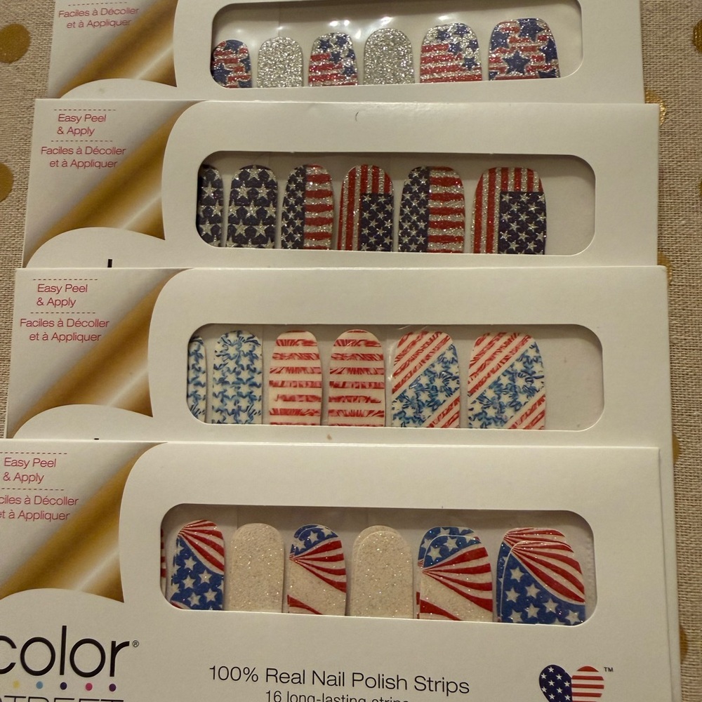Bundle of 4 Color Street Patriotic Nail Polish Sets.